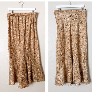 Topshop Midi Skirt Women size 12 (UK16) Mustard Yellow Cheetah Peplum Pencil